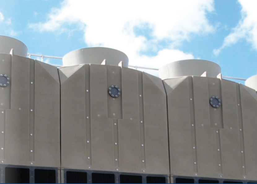 A set of three TM Series Plastic Cooling Towers side by side.