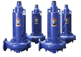 Four blue Double Seal Submersible Pumps